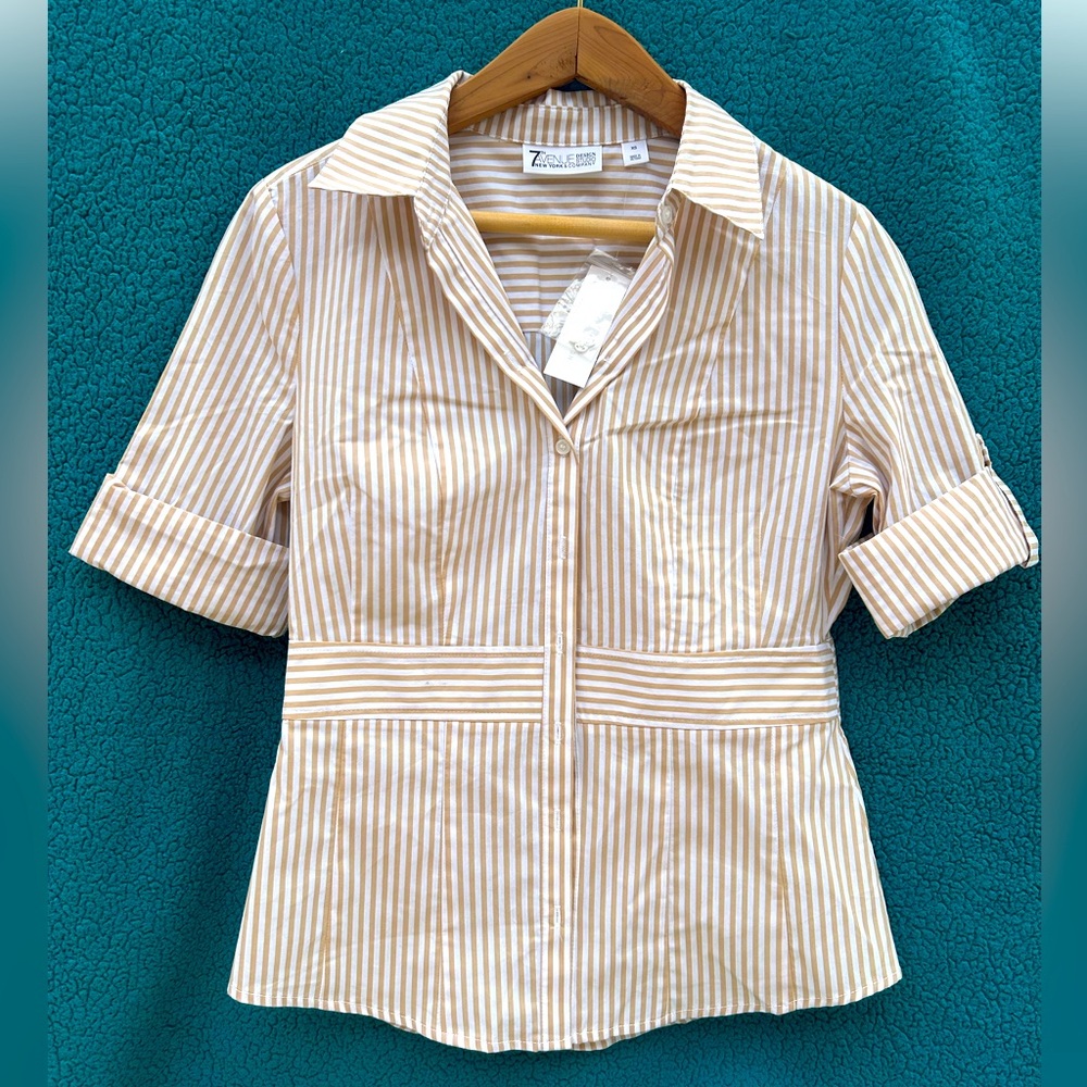 NWT New York & Company Women’s white/beige striped blouse